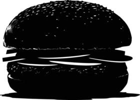 AI generated Silhouette hamburger black color only vector