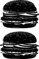 AI generated Silhouette hamburger black color only vector