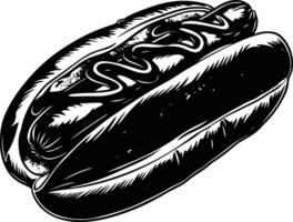 AI generated Silhouette hotdog black color only vector