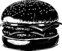 ai generado silueta hamburguesa negro color solamente vector