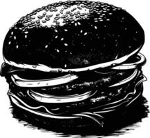 ai generado silueta hamburguesa negro color solamente vector