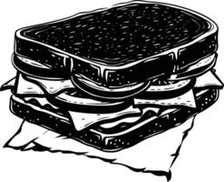 AI generated Silhouette sandwich black color only vector