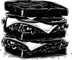 AI generated Silhouette sandwich black color only vector