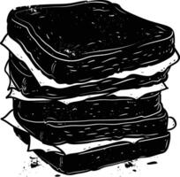 AI generated Silhouette sandwich black color only vector