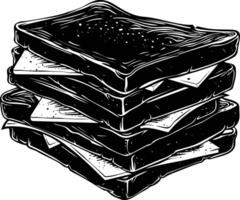 AI generated Silhouette sandwich black color only vector