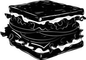 AI generated Silhouette sandwich black color only vector