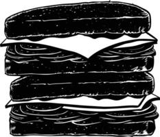 AI generated Silhouette sandwich black color only vector