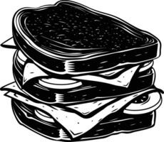 AI generated Silhouette sandwich black color only vector