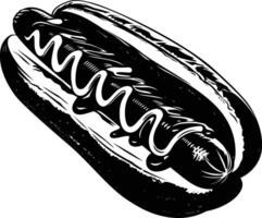 AI generated Silhouette hotdog black color only vector