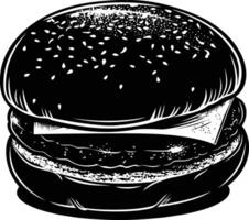 AI generated Silhouette hamburger black color only vector