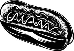 AI generated Silhouette hotdog black color only vector