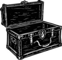 AI generated Silhouette Treasure Chest open black color only vector