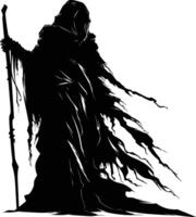 AI generated Silhouette undead lich black color only full body vector