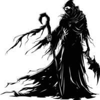 AI generated Silhouette undead lich black color only full body vector