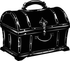 AI generated Silhouette Treasure Chest open black color only vector