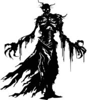 AI generated Silhouette undead lich black color only full body vector