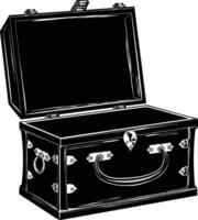 AI generated Silhouette Treasure Chest open black color only vector