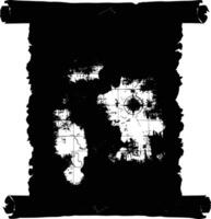 AI generated Silhouette Treasure Map Scroll Paper black color only vector