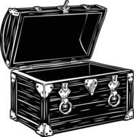 AI generated Silhouette Treasure Chest open black color only vector