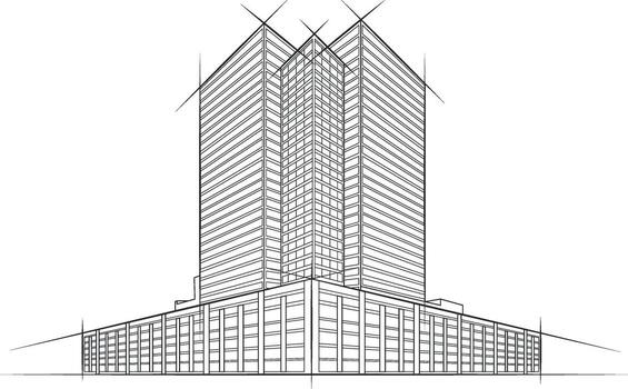 sketch of a building without background vector