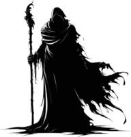 AI generated Silhouette undead lich black color only full body vector