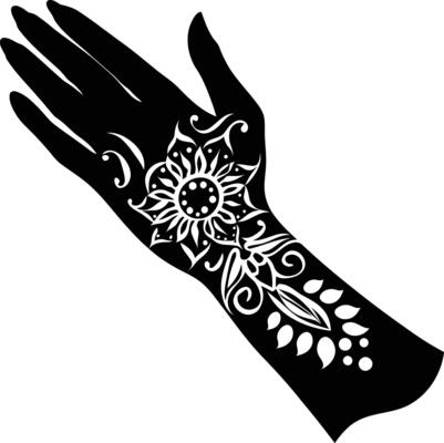 AI generated Silhouette wrist with henna tattoo mandala tattoo black color only