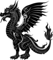 AI generated Silhouette Xiezhi or haetae the Mythical Creature ancient beast black color only vector