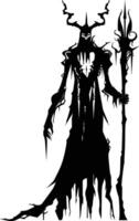 AI generated Silhouette undead lich black color only full body vector