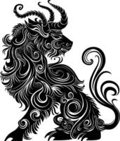 AI generated Silhouette Xiezhi or haetae the Mythical Creature ancient beast black color only vector