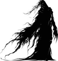 AI generated Silhouette undead lich black color only full body vector