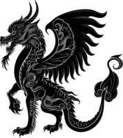 AI generated Silhouette Xiezhi or haetae the Mythical Creature ancient beast black color only vector