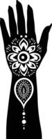 AI generated Silhouette wrist with henna tattoo mandala tattoo black color only vector