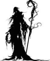 AI generated Silhouette undead lich black color only full body vector