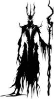 AI generated Silhouette undead lich black color only full body vector