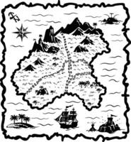 AI generated Silhouette Treasure Map black color only vector