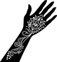 AI generated Silhouette wrist with henna tattoo mandala tattoo black color only vector