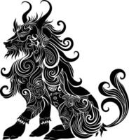 AI generated Silhouette Xiezhi or haetae the Mythical Creature ancient beast black color only vector