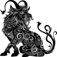 AI generated Silhouette Xiezhi or haetae the Mythical Creature ancient beast black color only vector