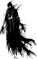 AI generated Silhouette undead lich black color only full body vector