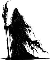 AI generated Silhouette undead lich black color only full body vector