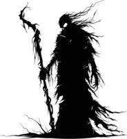 AI generated Silhouette undead lich black color only full body vector