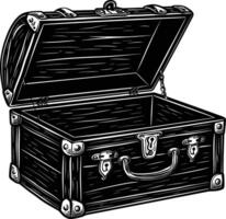 AI generated Silhouette Treasure Chest open black color only vector