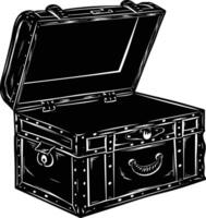 AI generated Silhouette Treasure Chest open black color only vector