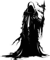 AI generated Silhouette undead lich black color only full body vector