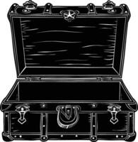 AI generated Silhouette Treasure Chest open black color only vector