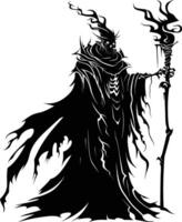 AI generated Silhouette undead lich black color only full body vector