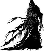 AI generated Silhouette undead lich black color only full body vector