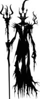 AI generated Silhouette undead lich black color only full body vector