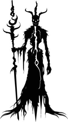 AI generated Silhouette undead lich black color only full body