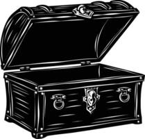 AI generated Silhouette Treasure Chest open black color only vector